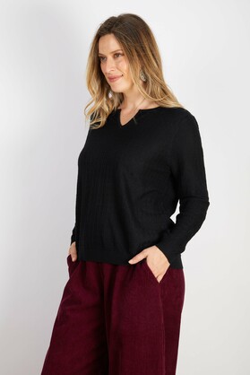 COTTON BLEND KNIT BLACK