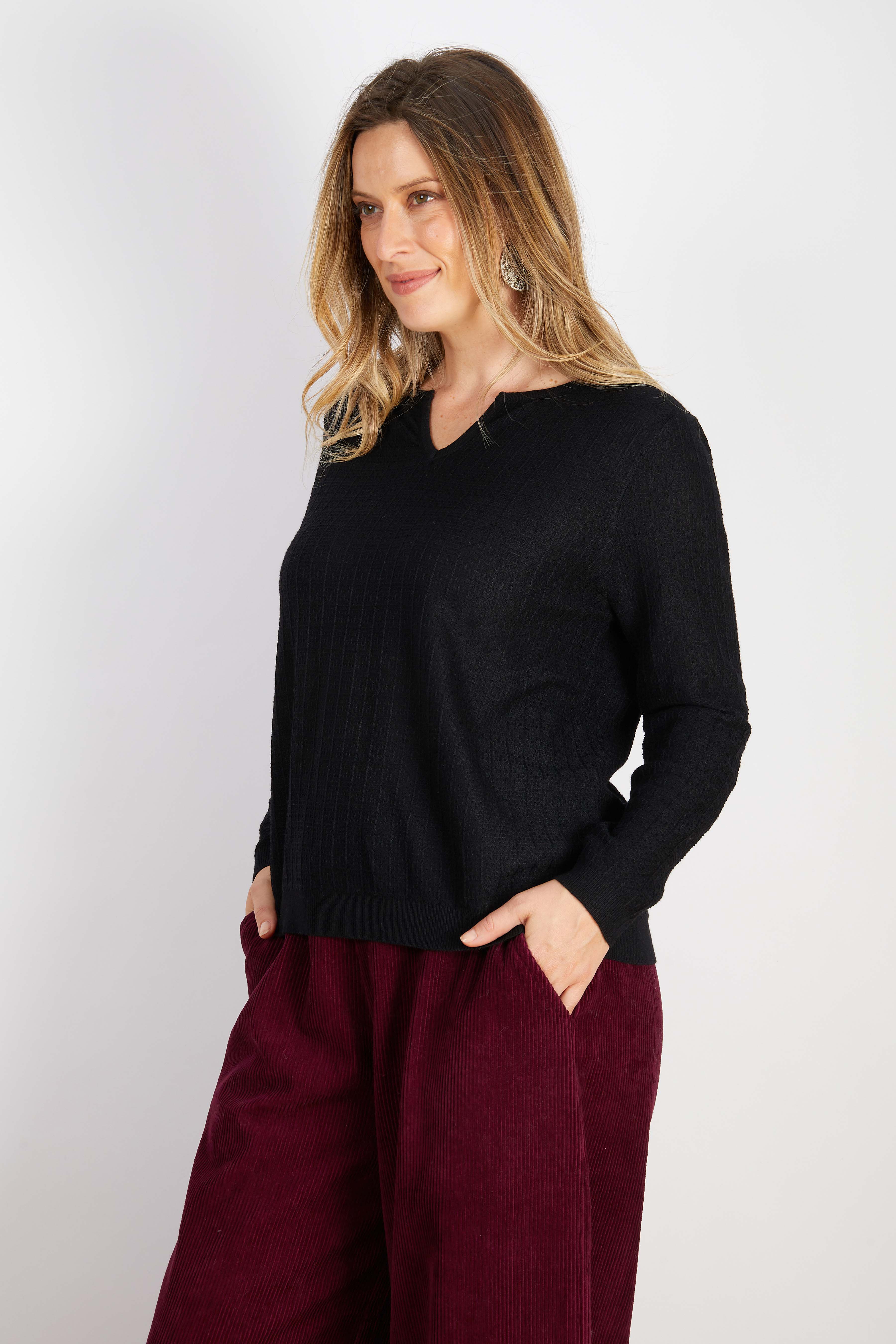 COTTON BLEND KNIT BLACK