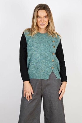 WOOL BLEND VEST AQUA GREEN