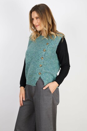 WOOL BLEND VEST AQUA GREEN