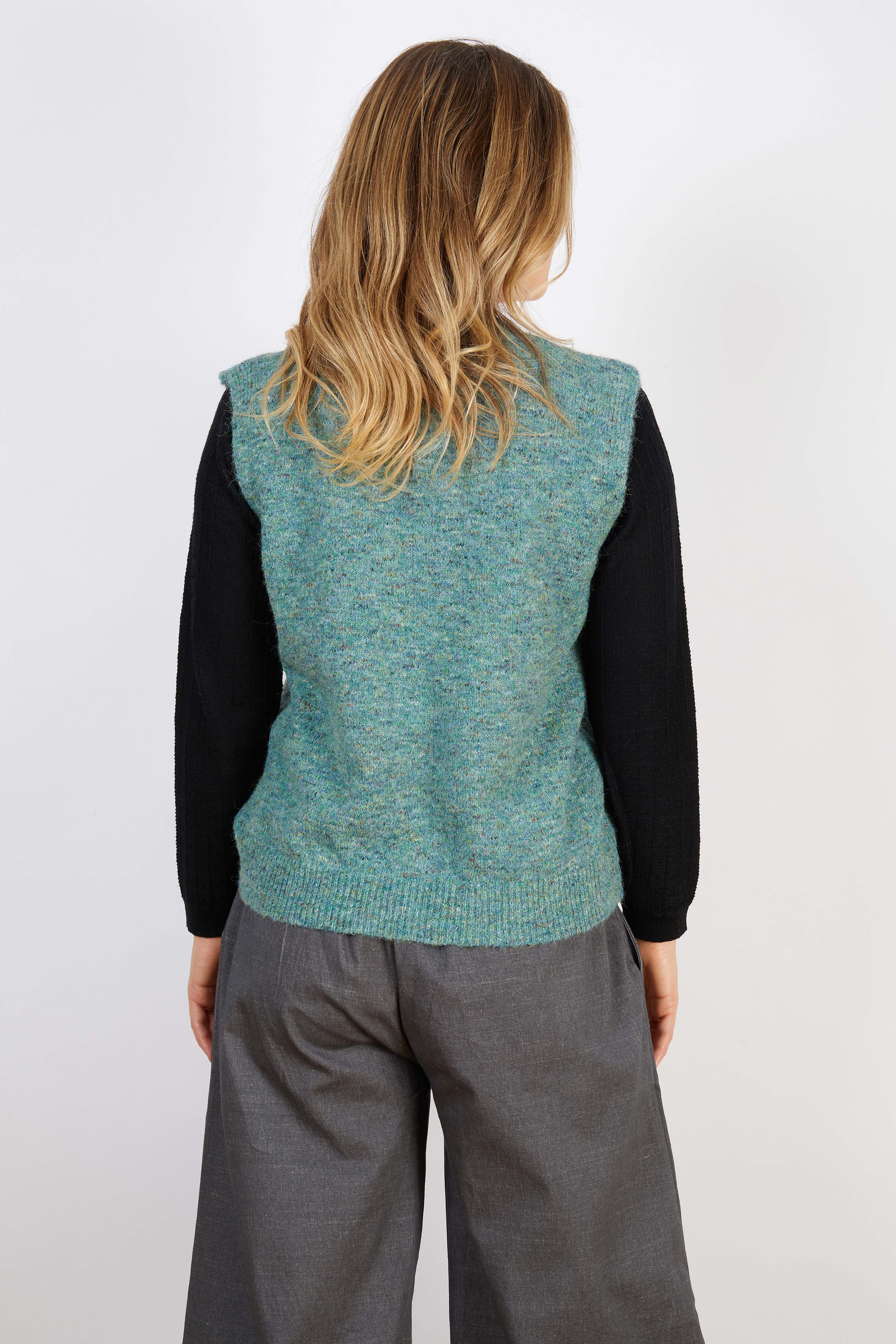 WOOL BLEND VEST AQUA GREEN
