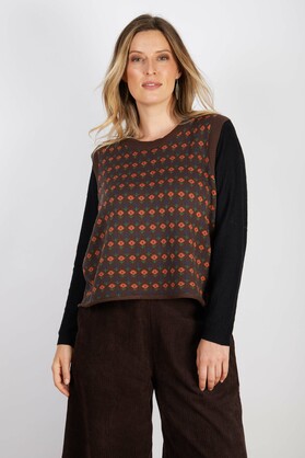 WOOL BLEND VEST CHOC ORANGE