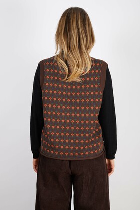 WOOL BLEND VEST CHOC ORANGE
