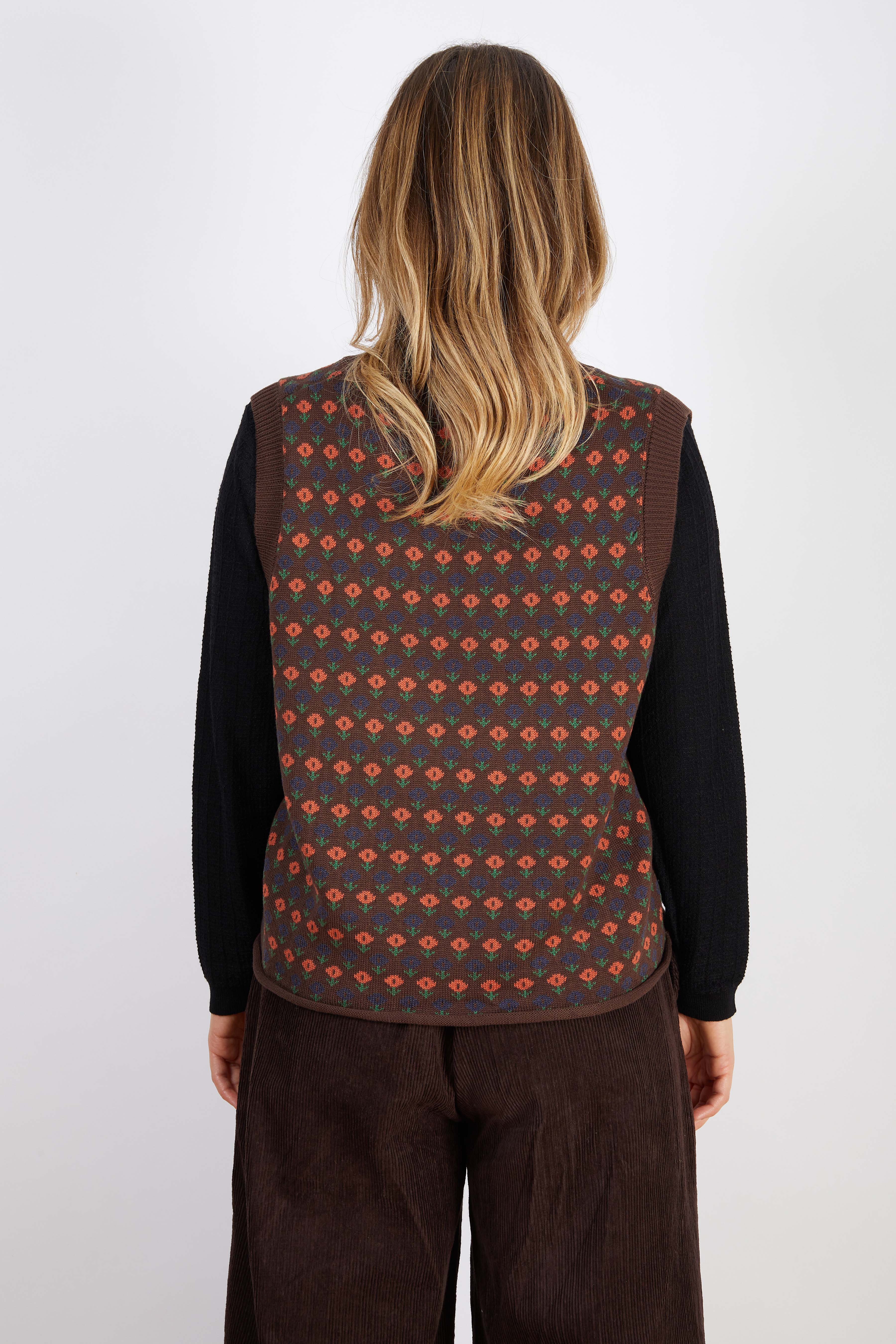 WOOL BLEND VEST CHOC ORANGE