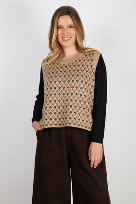WOOL BLEND VEST CREAM ORANGE