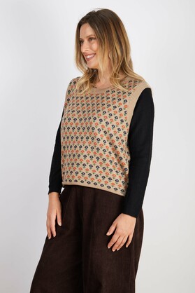 WOOL BLEND VEST CREAM ORANGE