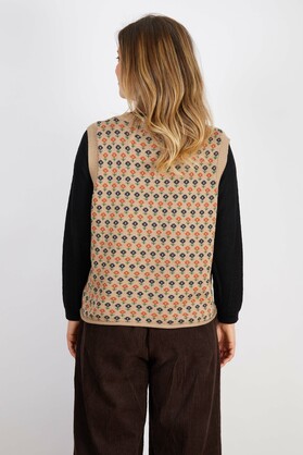 WOOL BLEND VEST CREAM ORANGE
