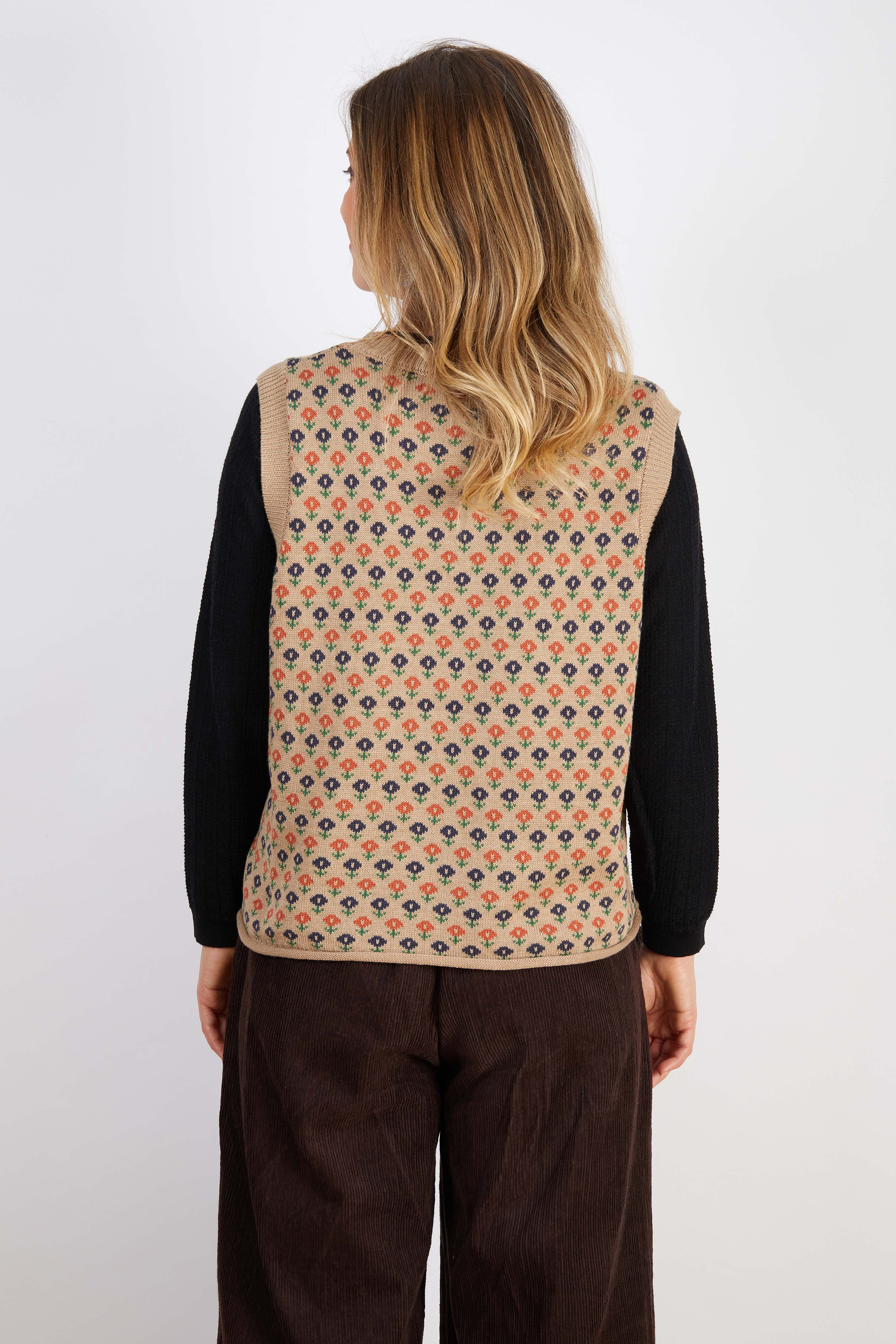 WOOL BLEND VEST CREAM ORANGE