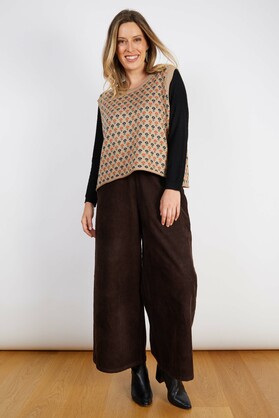 WOOL BLEND VEST CREAM ORANGE