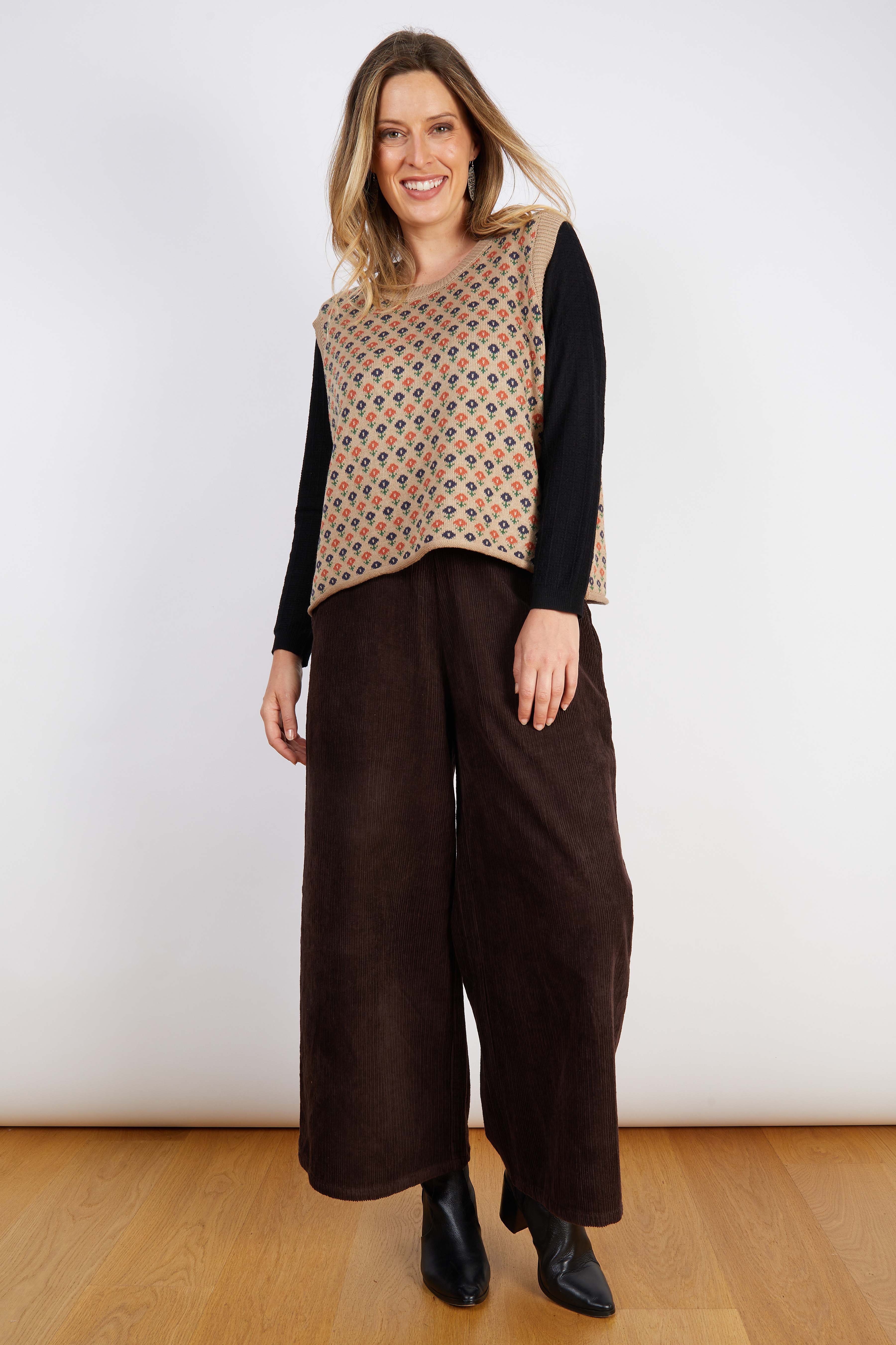 WOOL BLEND VEST CREAM ORANGE