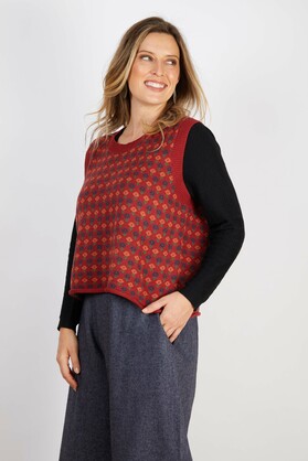 WOOL BLEND VEST  RED CHOC