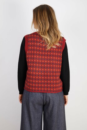 WOOL BLEND VEST  RED CHOC