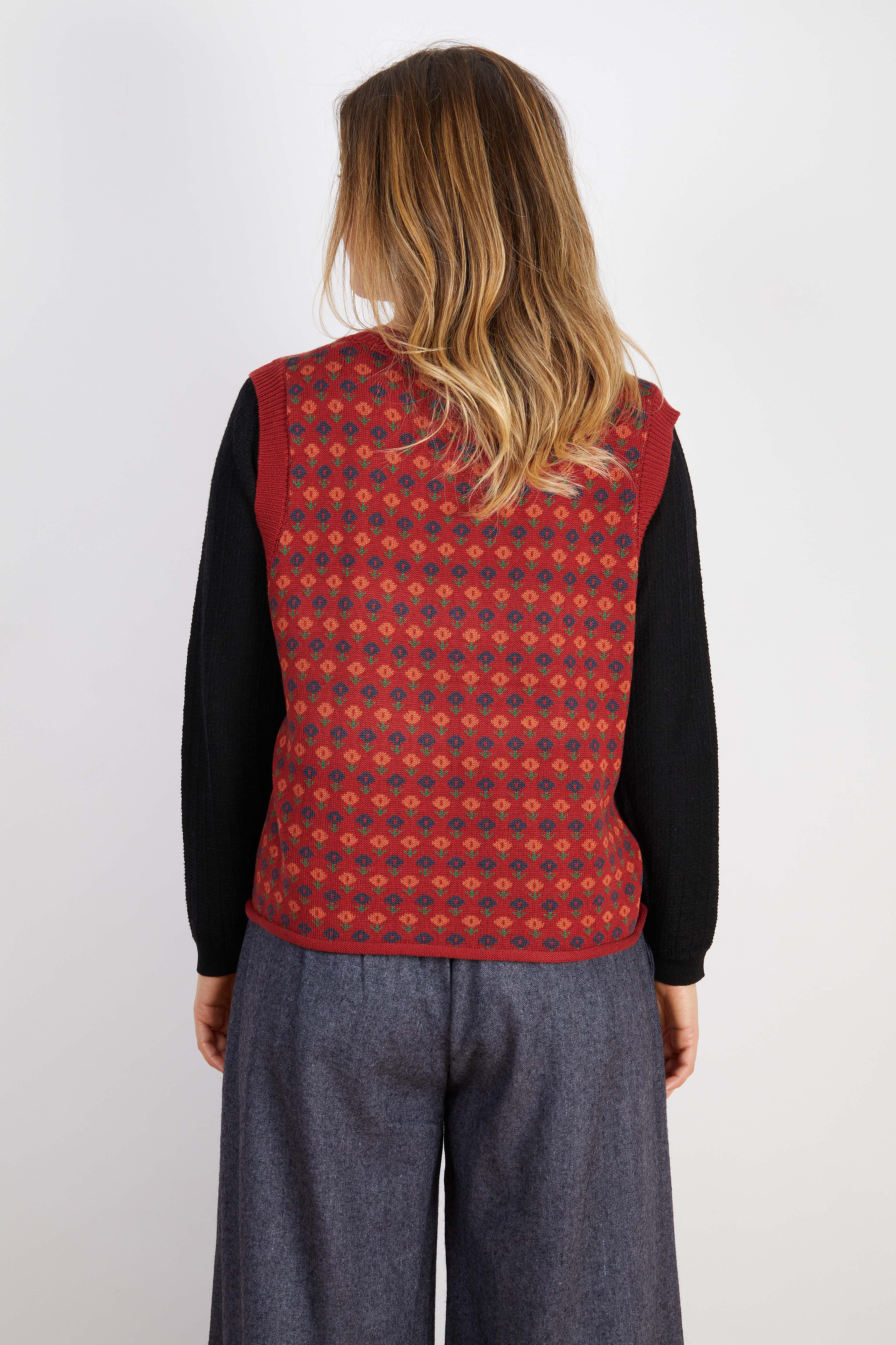 WOOL BLEND VEST  RED CHOC