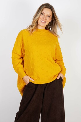 WOOL BLEND KNIT SUNFLOWER