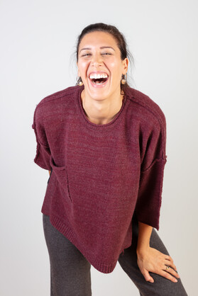 WOOL & ACRYLIC KNIT - MERLOT