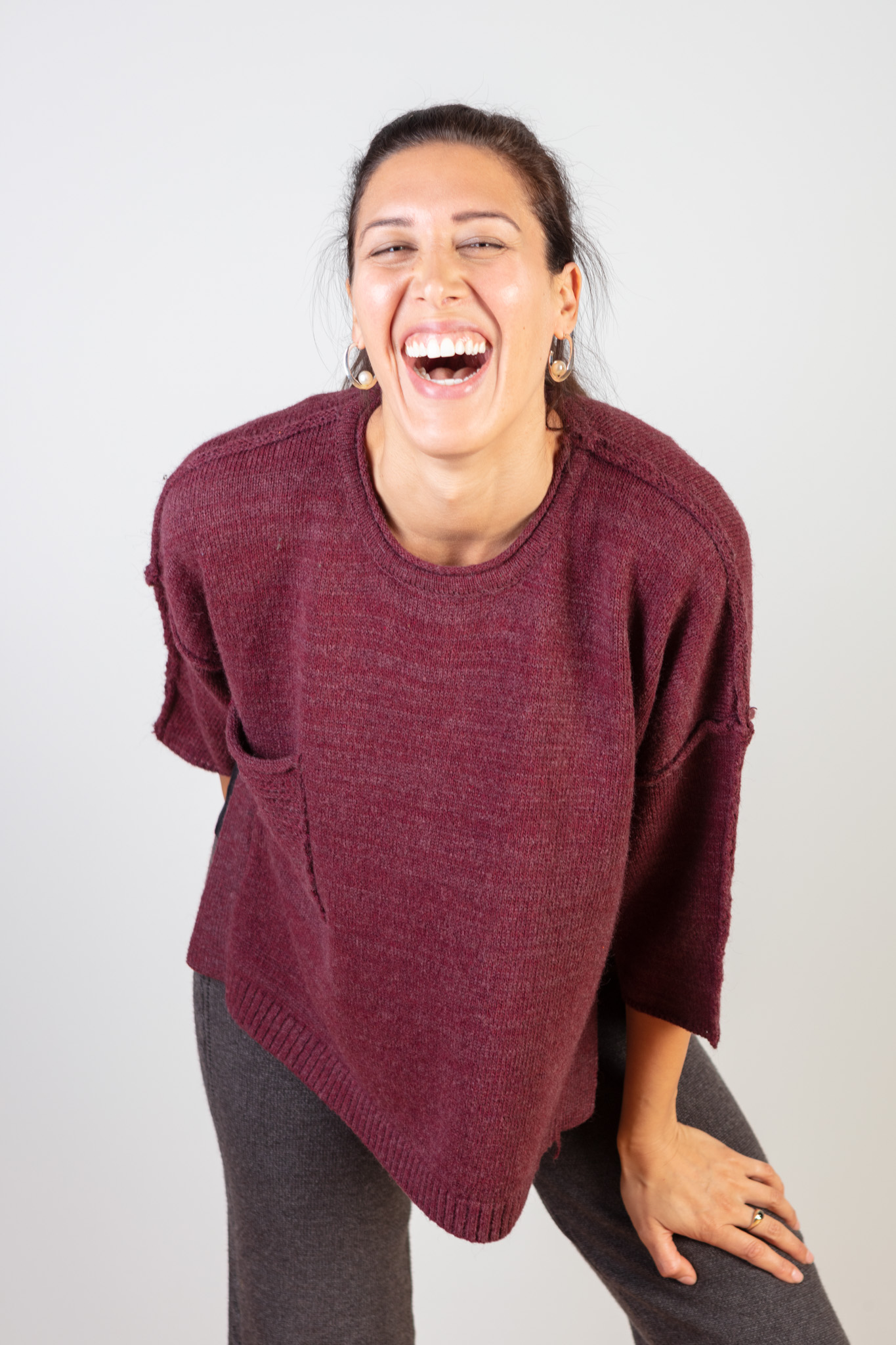 WOOL & ACRYLIC KNIT - MERLOT