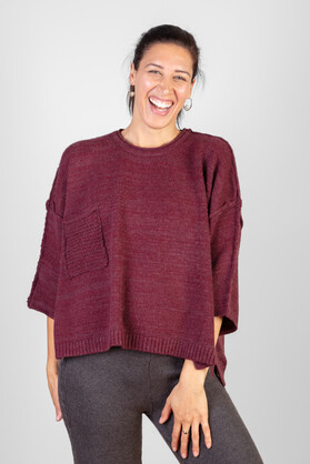 WOOL & ACRYLIC KNIT - MERLOT
