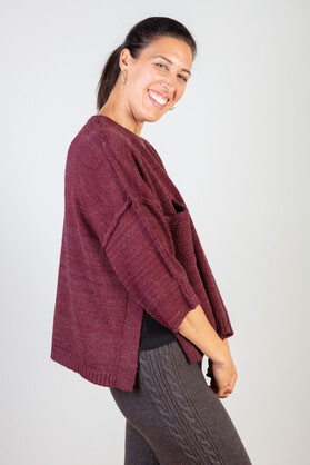 WOOL & ACRYLIC KNIT - MERLOT