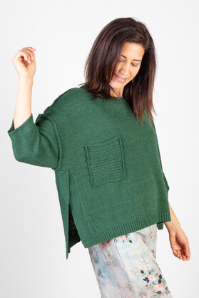 WOOL & ACRYLIC KNIT - GREEN