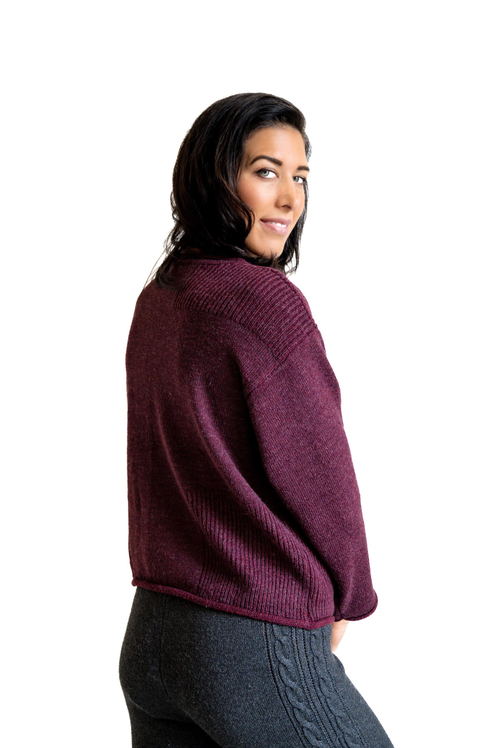 WOOL & ACRYLIC KNIT - WINE