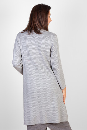 COTTON CASHMERE & VISCOSE BLEND COATIGAN - CHEVRON GREY