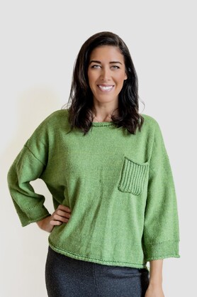 WOOL & ACRYLIC KNIT - LIME POCKET DETAIL