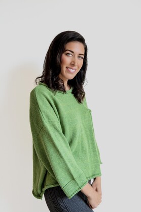 WOOL & ACRYLIC KNIT - LIME POCKET DETAIL