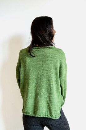 WOOL & ACRYLIC KNIT - LIME POCKET DETAIL