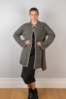 WOOL & ACRYLIC COAT - GREY