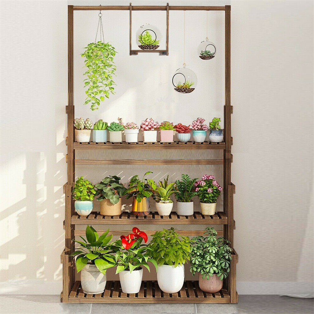 Heavy Duty Hanging Plant Stand with Multiple Pot Shelves