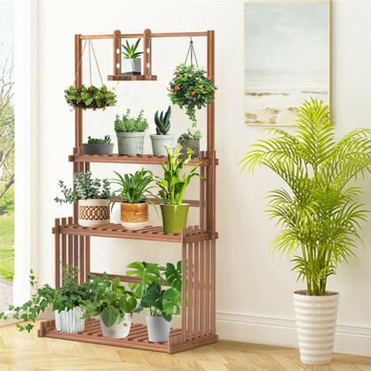 Heavy Duty Hanging Plant Stand with Multiple Pot Shelves