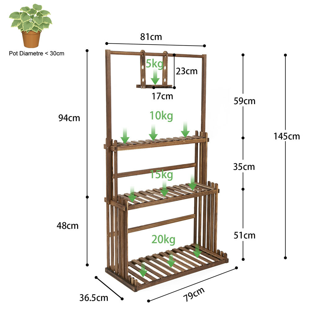 Heavy Duty Hanging Plant Stand with Multiple Pot Shelves