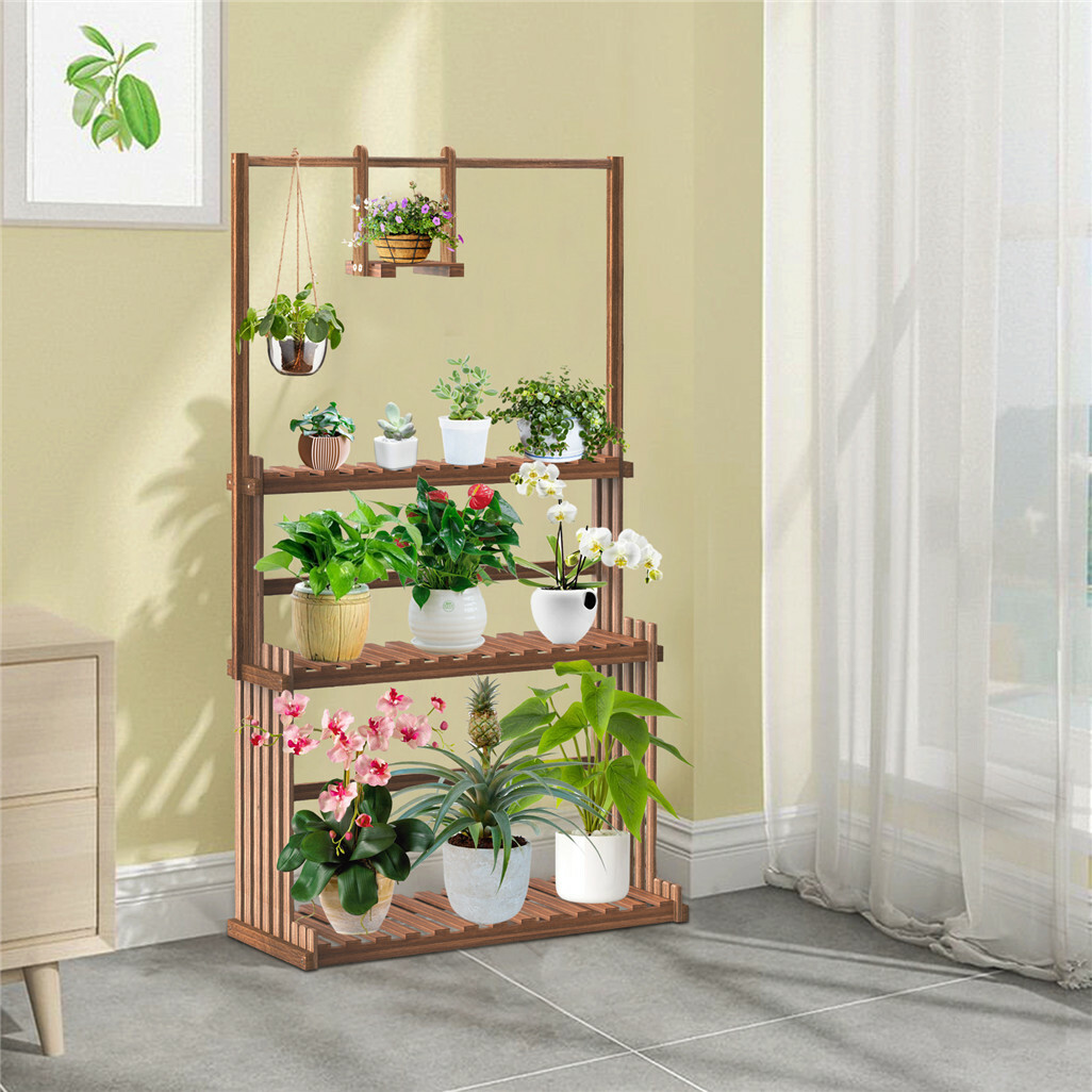 Heavy Duty Hanging Plant Stand with Multiple Pot Shelves