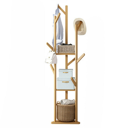 Wooden Coat and Hat Stand with 10 Hooks – Floor Standing Clothes and Umbrella Rack