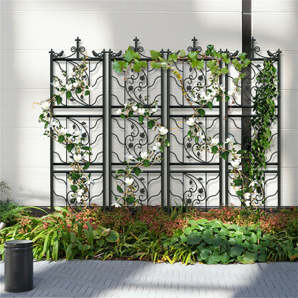 2pcs Metal Garden Trellis Fence for Climbing Plants and Rose Support