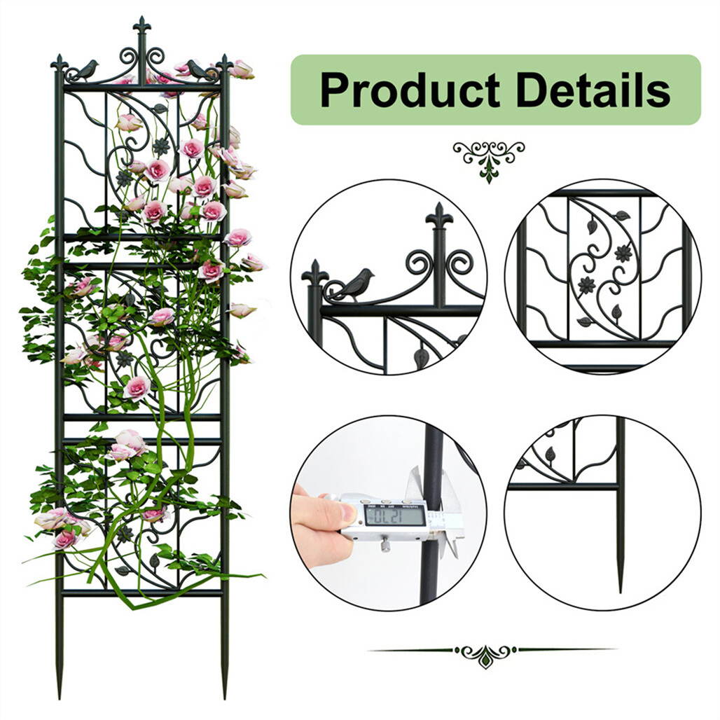2pcs Metal Garden Trellis Fence for Climbing Plants and Rose Support