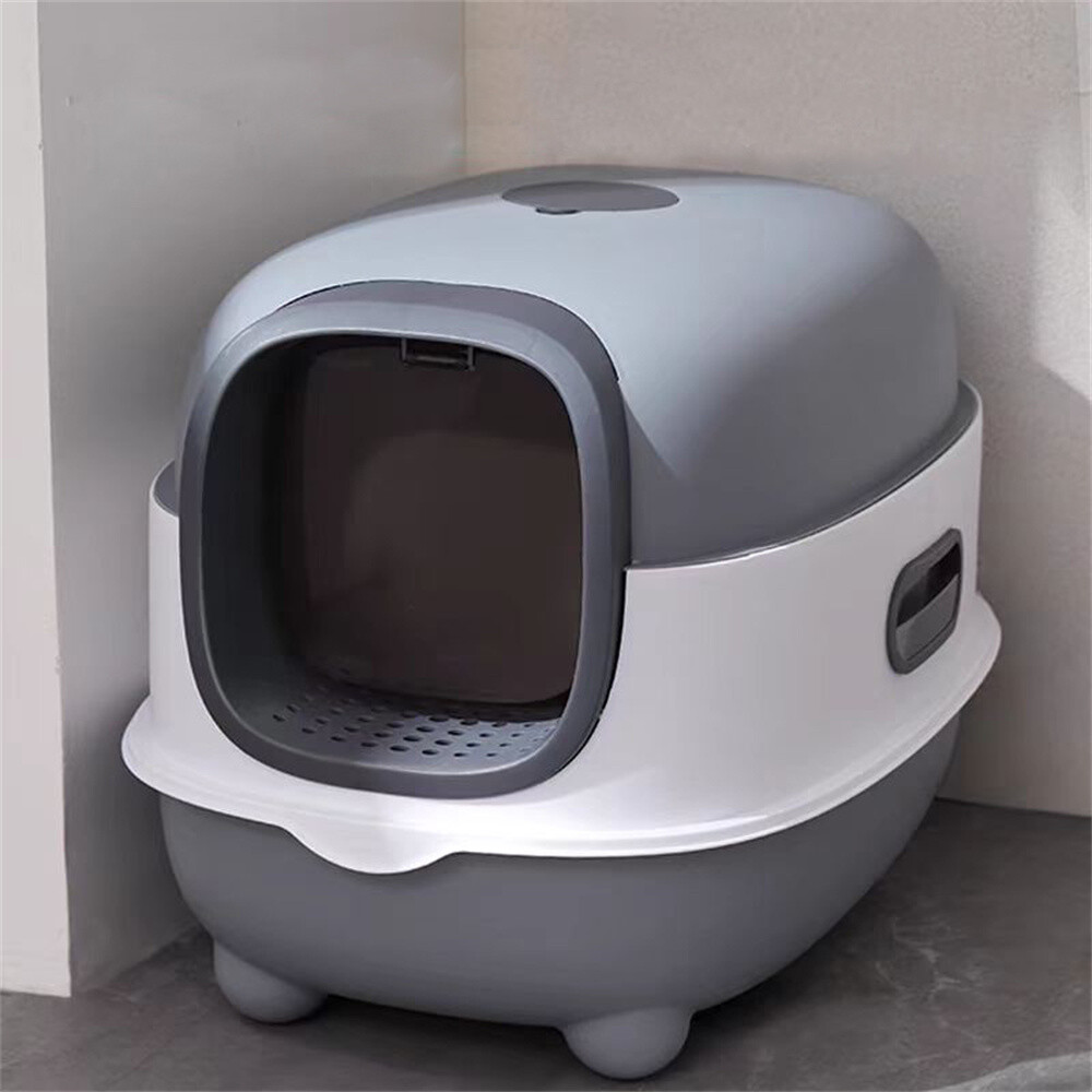 Large Capacity Enclosed Cat Litter Box with Hood and Scoop, Leak-Proof Design