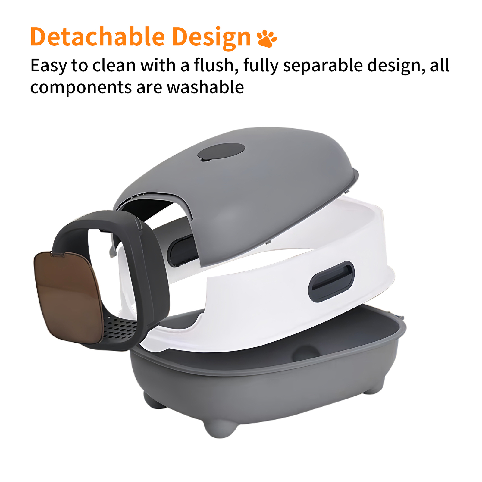 Large Capacity Enclosed Cat Litter Box with Hood and Scoop, Leak-Proof Design