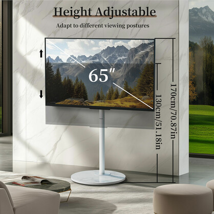 Minimalist Marble Textured Floor Tv Stand 40"-75" Strong Steel Tv Bracket Stable