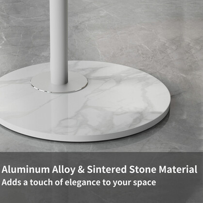 Minimalist Marble Textured Floor Tv Stand 40"-75" Strong Steel Tv Bracket Stable