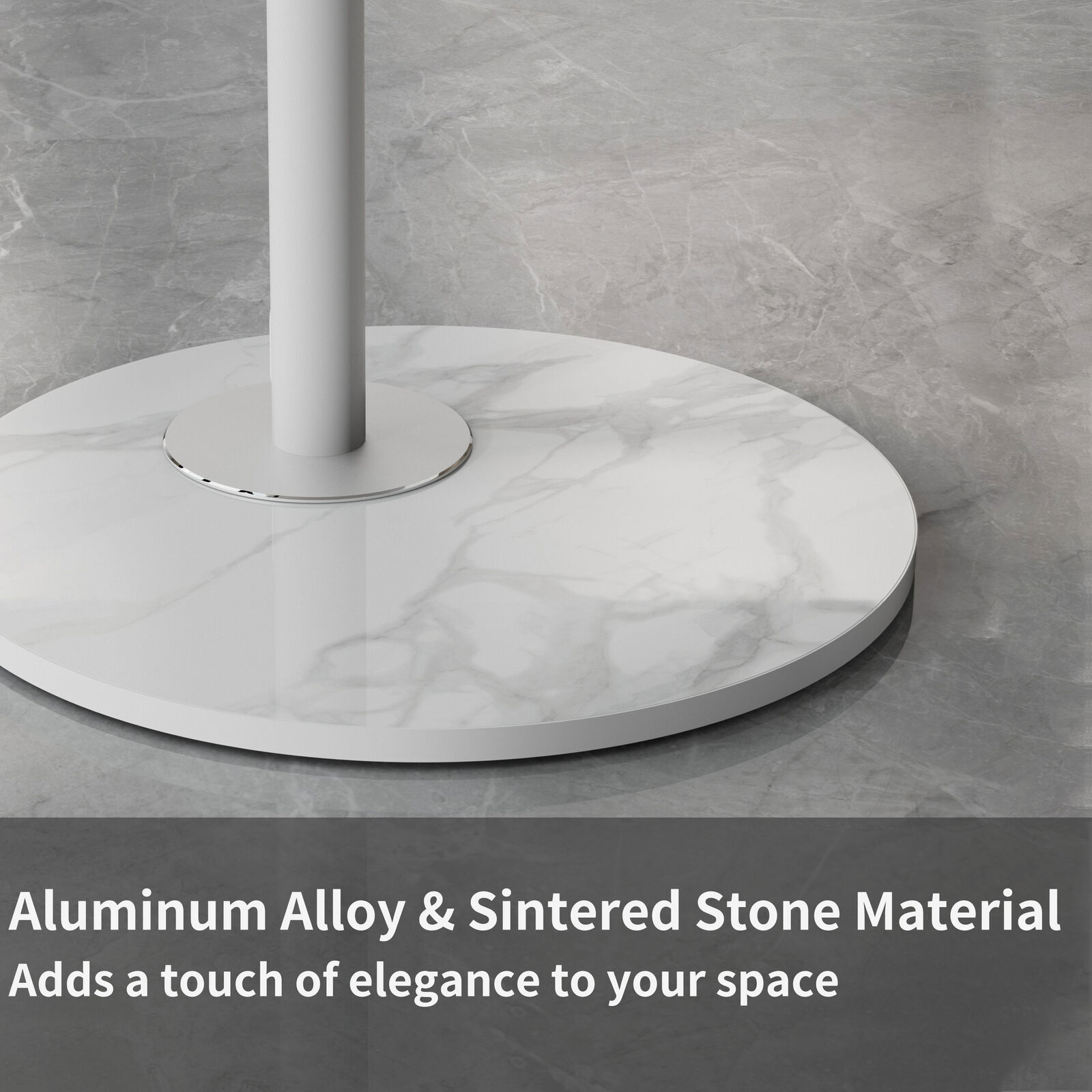 Minimalist Marble Textured Floor Tv Stand 40"-75" Strong Steel Tv Bracket Stable