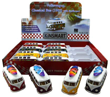 13cm Diecast VW Kombi Bus with Surfboard