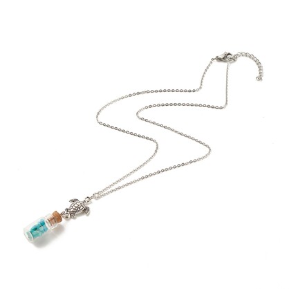 Bottle with Turtle Necklace (Blue stones inside)