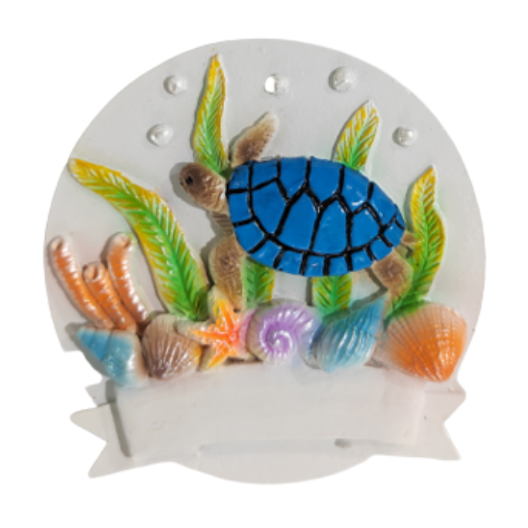 Blue Turtle on White (round)