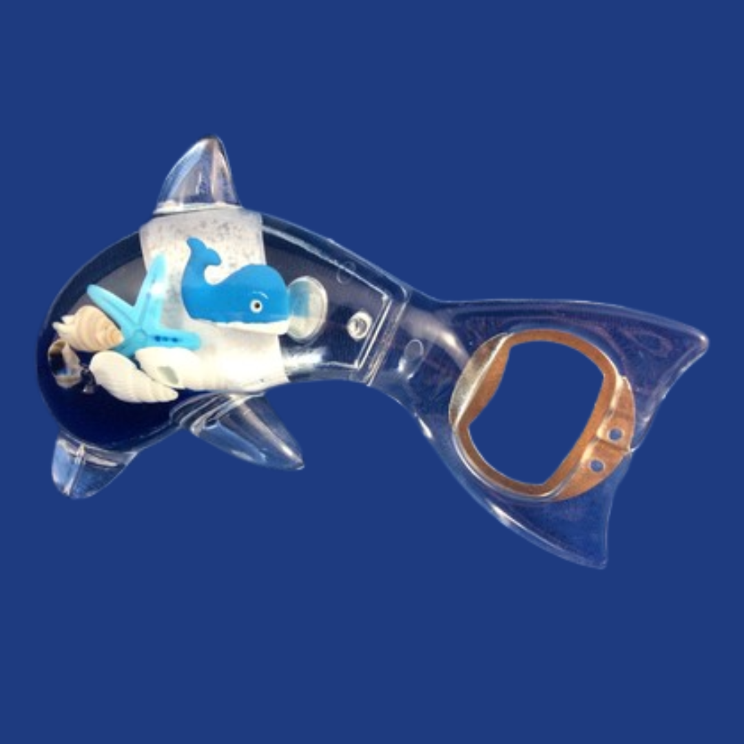 Floating Shells in Dolphin Bottle Opener Magnet 5X11cm.