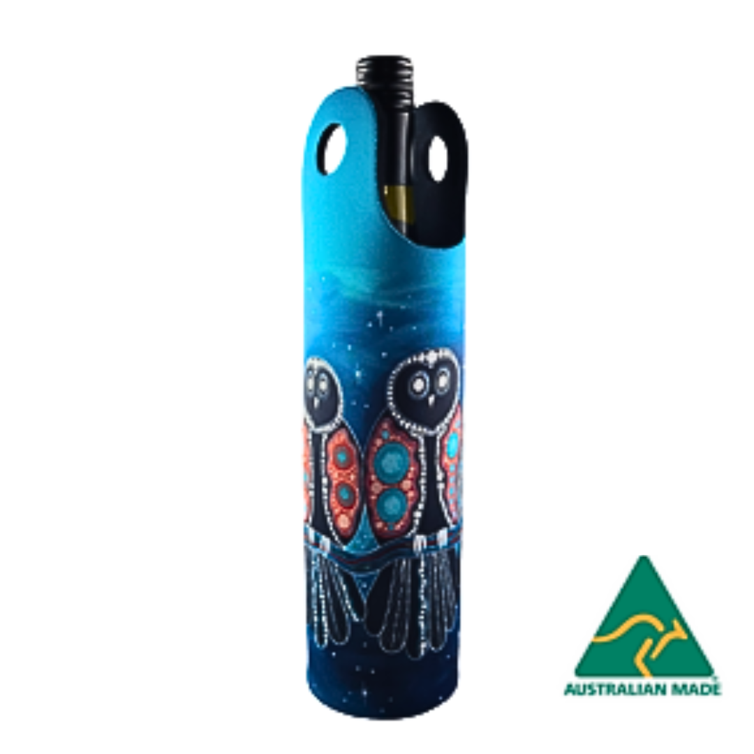 Wine Bottle Cooler - Sootee Owls, Time to Wake