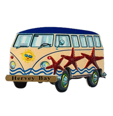 Combi Bus Hippy Magnet with name plate 8x5cm 4 assorted