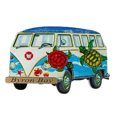 Combi Bus Hippy Magnet with name plate 8x5cm 4 assorted