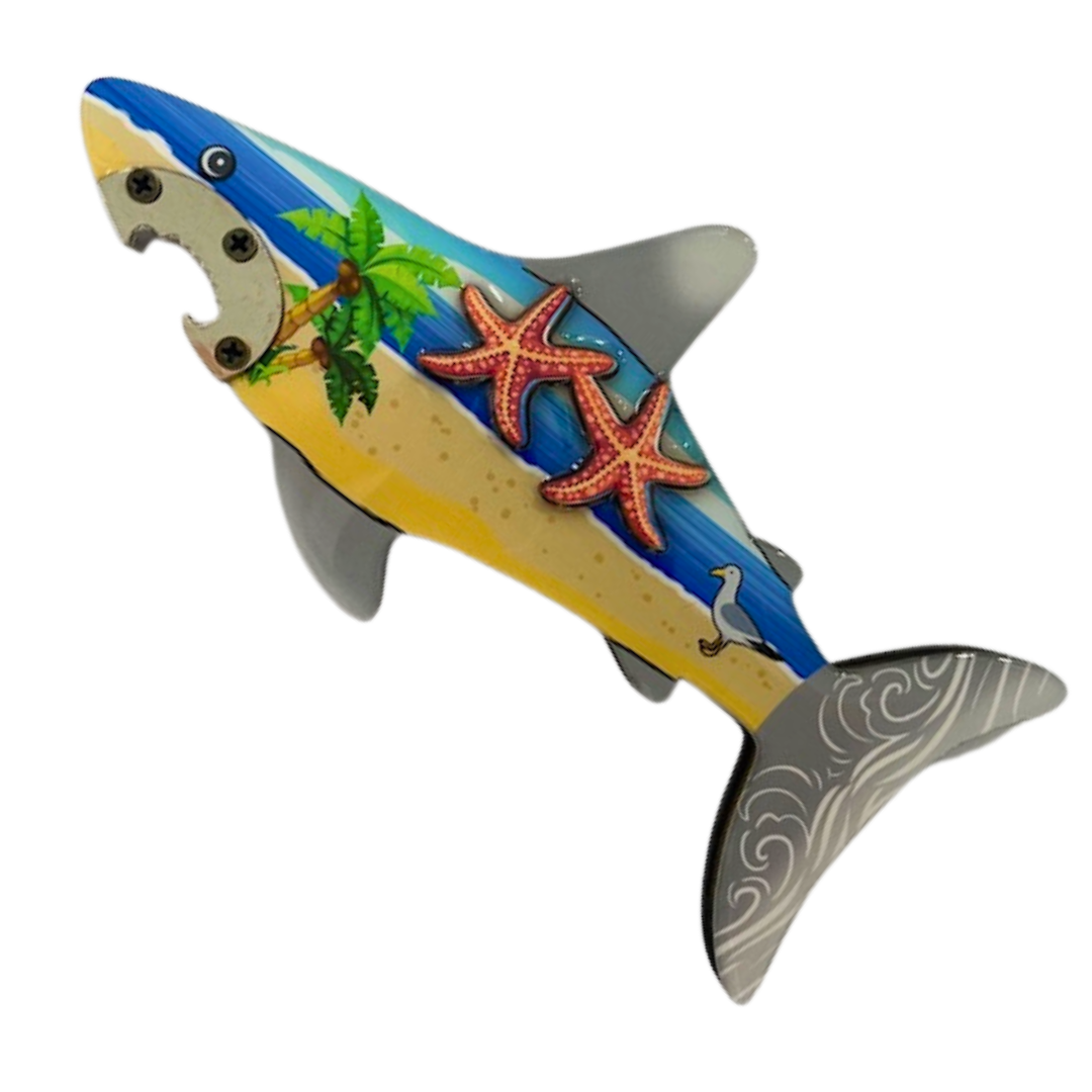 Shark Magnet Bottle Opener w Starfish MDF