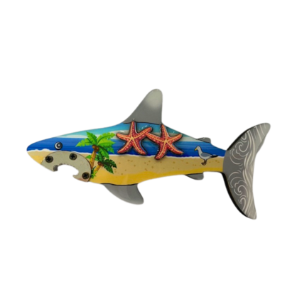 Shark Magnet Bottle Opener w Starfish MDF